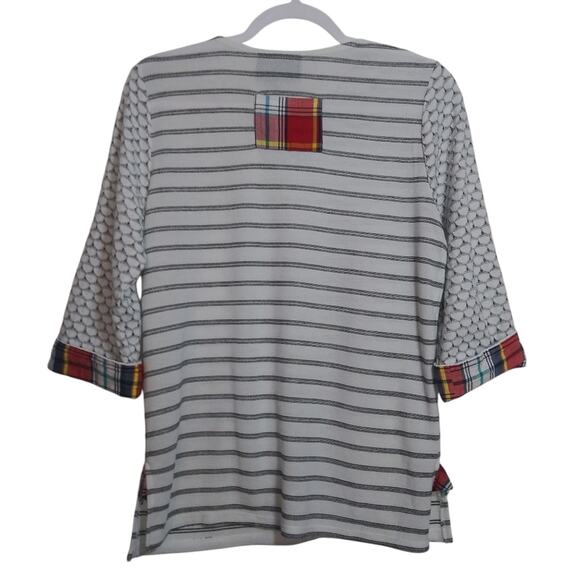 Vecceli Italy Knit Pull Over Mixed Print Top Artsy Size M - Picture 2 of 9